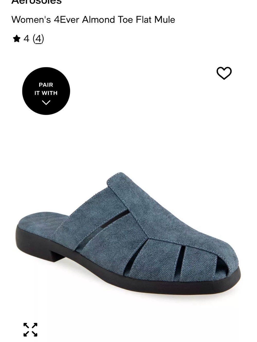 AEROSOLES Blue Almond Toe Slip-On Mule